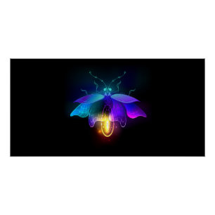Neon Firefly on black Poster