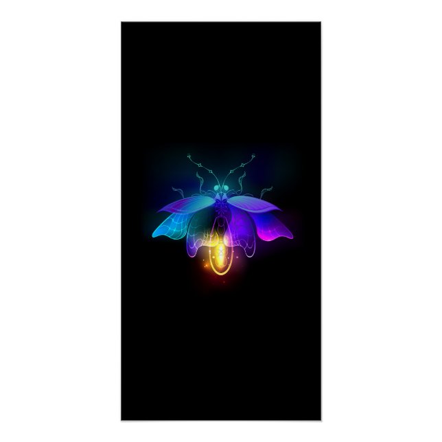 Neon Firefly on black Poster (Front)