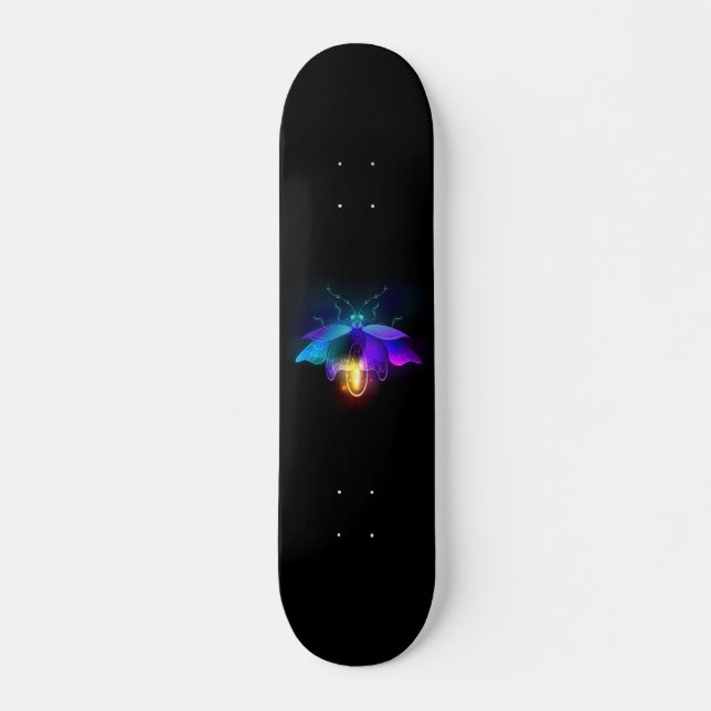Neon Firefly on black Skateboard (Front)