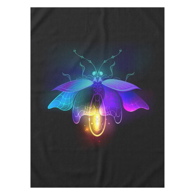 Neon Firefly on black Tablecloth (Front)