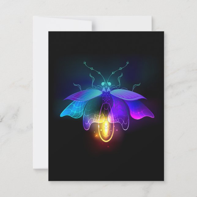 Neon Firefly on black Thank You Card (Front)