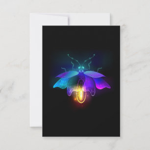 Neon Firefly on black Thank You Card