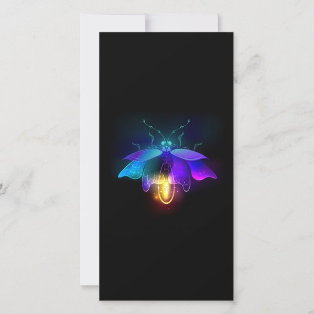 Neon Firefly on black Thank You Card (Front)