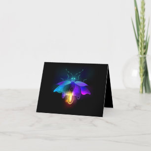Neon Firefly on black Thank You Card
