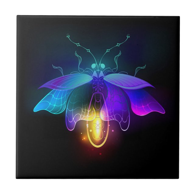 Neon Firefly on black Tile (Front)