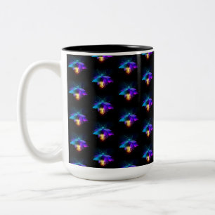 Neon Firefly on black Two-Tone Coffee Mug