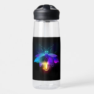Neon Firefly on black Water Bottle