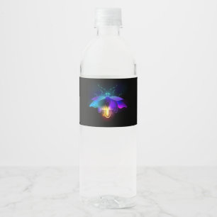 Neon Firefly on black Water Bottle Label