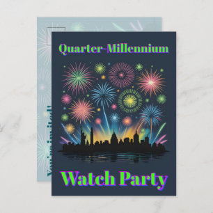 Neon Fireworks Invite • 1776–2026 Celebration Postcard