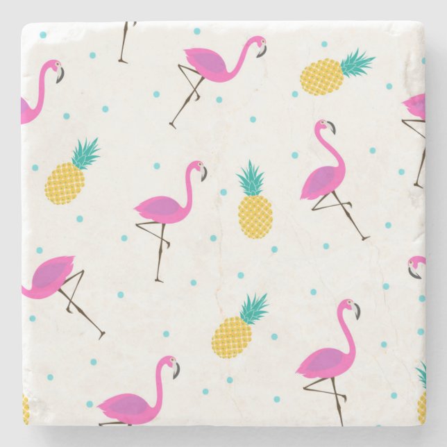 Neon Flamingos 2 2 Stone Coaster (Front)