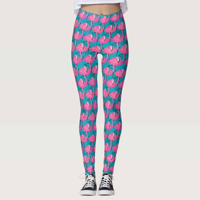 Neon Flamingos Leggings (Front)