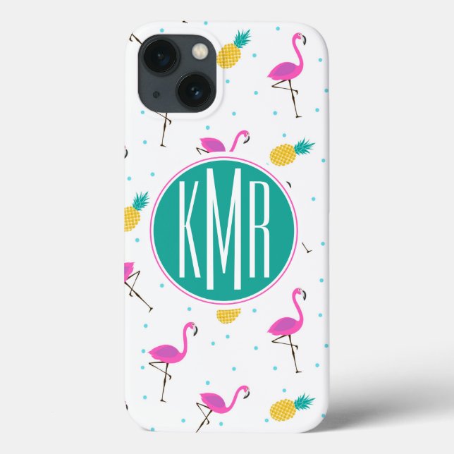 Neon Flamingos | Monogram Case-Mate iPhone Case (Back)