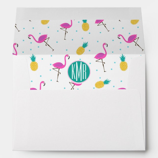 Neon Flamingos | Monogram Envelopes (Back (Bottom))