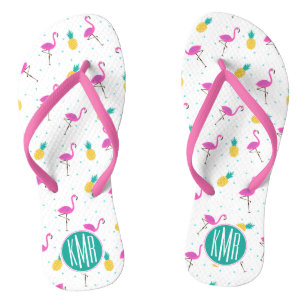 Neon Flamingos   Monogram Jandals