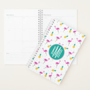 Neon Flamingos Monogram Planner