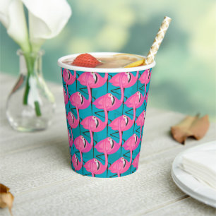 Neon Flamingos Paper Cups