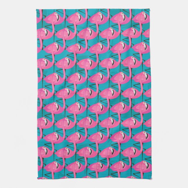Neon Flamingos Tea Towel (Vertical)