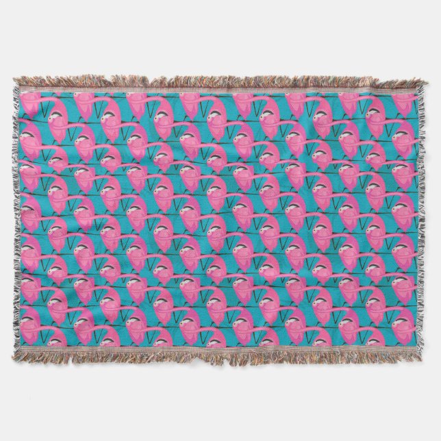 Neon Flamingos Throw Blanket (Front)