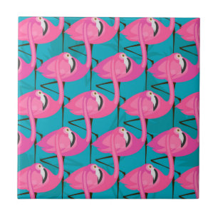 Neon Flamingos Tile