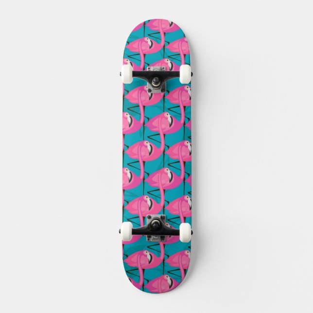 Neon Flamingos Two Skateboard (Front)