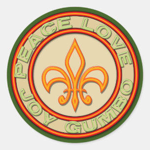 Neon Fleur de Lis Peace Love Gumbo Classic Round Sticker