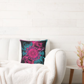 Neon Floral Abstract Cushion