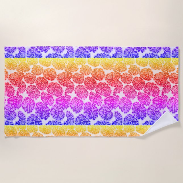 Neon Floral Beach Towel (Front)