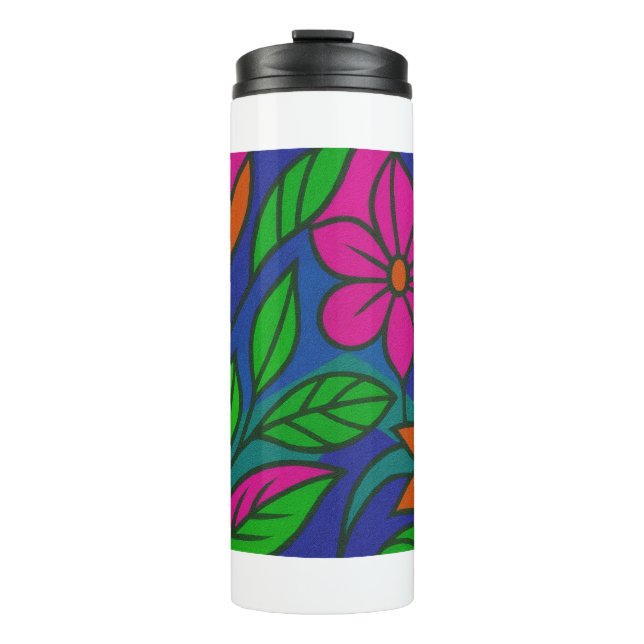 Neon Floral Pattern – Bold Colourful Flower Mug (Front)
