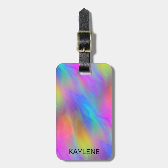 Neon Flow Personalised Luggage Tag (Front Vertical)