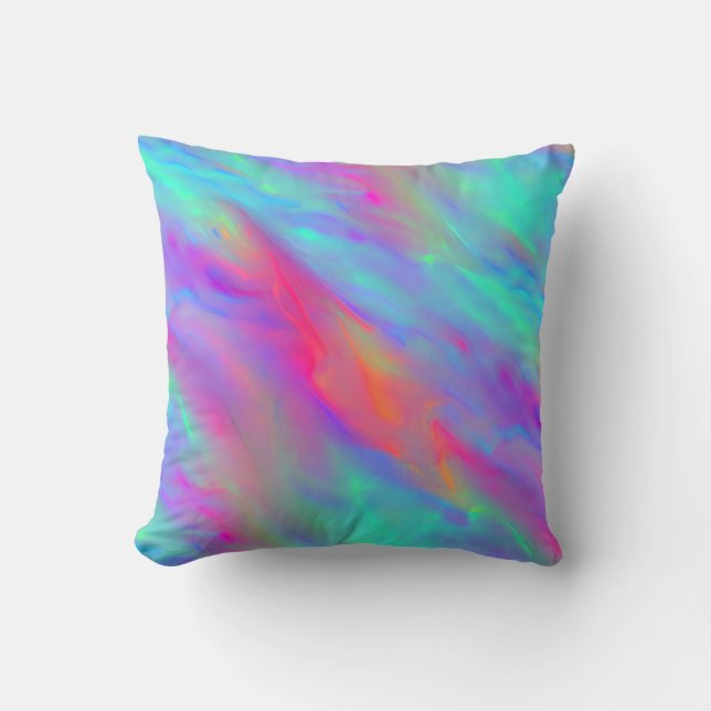 Neon Flow Throw Pillow (Front)
