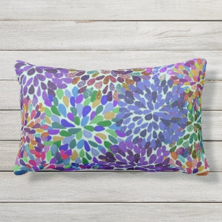 Neon Flower Petals Outdoor Cushion