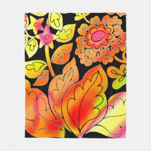 Neon Flowers Fleece Blanket