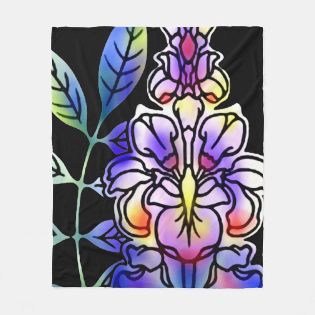 Neon Flowers Fleece Blanket (Front)