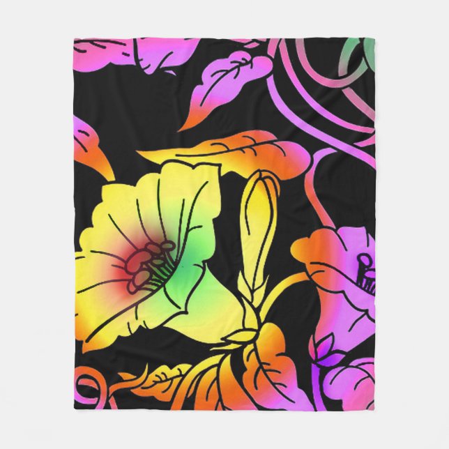 Neon Flowers Fleece Blanket (Front)