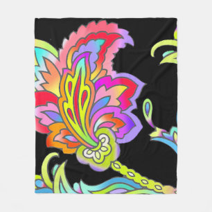 Neon Flowers Fleece Blanket