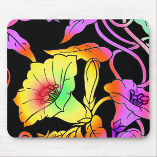 Neon Flowers Mouse Pad