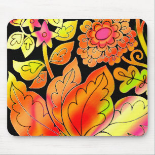 Neon Flowers Mouse Pad
