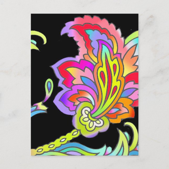 Neon Flowers Postcard (Front)