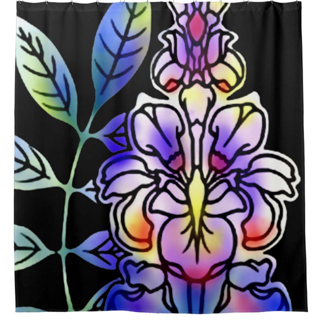 Neon Flowers Shower Curtain (Front)