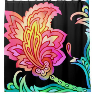 Neon Flowers Shower Curtain