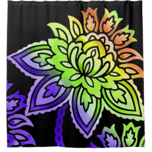 Neon Flowers Shower Curtain
