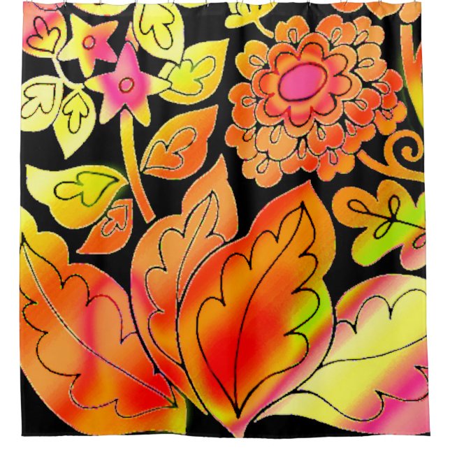 Neon Flowers Shower Curtain (Front)