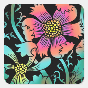 Neon Flowers Square Sticker