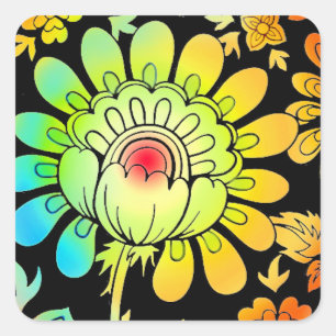 Neon Flowers Square Sticker