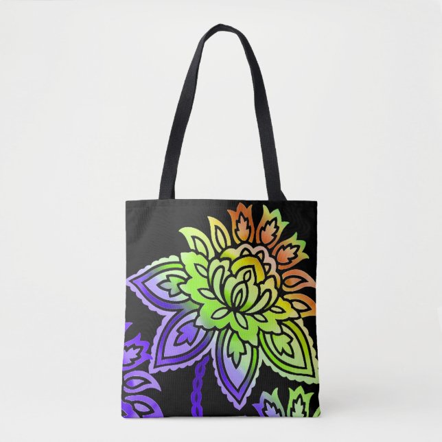 Neon Flowers Tote Bag (Front)