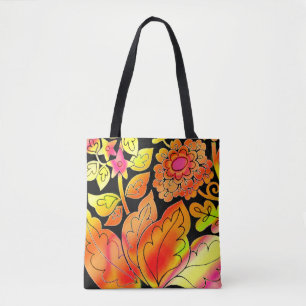 Neon Flowers Tote Bag