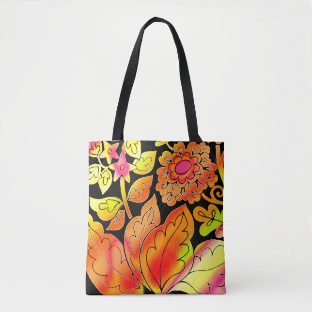 Neon Flowers Tote Bag (Front)