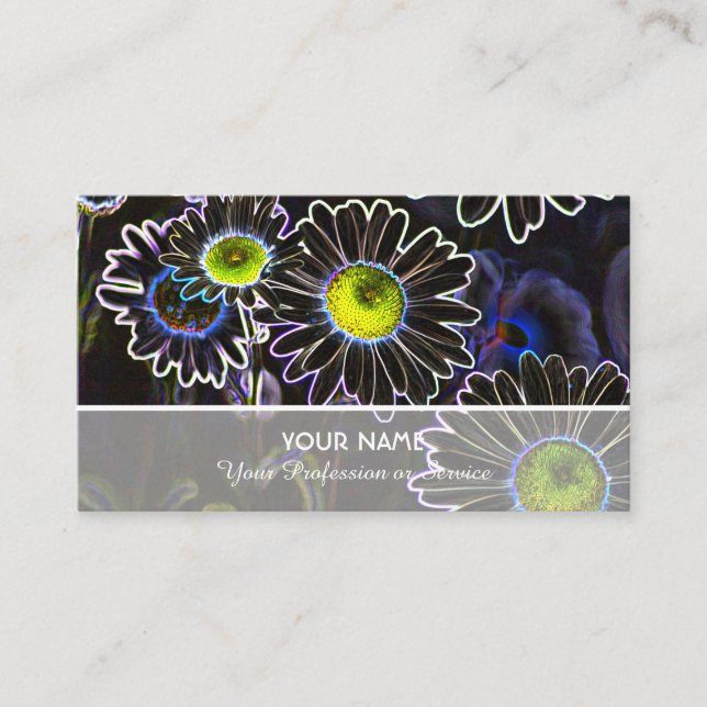 Neon flowery romance for gardeners and florists business card (Front)