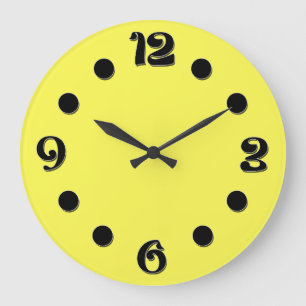 neon Fluorescent yellow lemon bright colour Large Clock