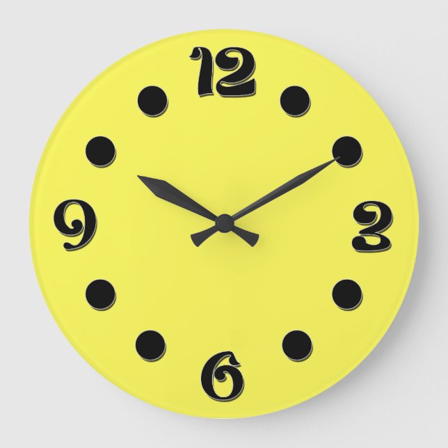 neon Fluorescent yellow lemon bright colour Large Clock (Front)